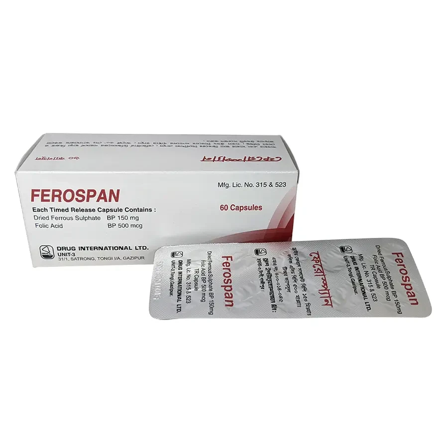 Ferospan 150 mg+0.5 mg Capsule (Timed Release)