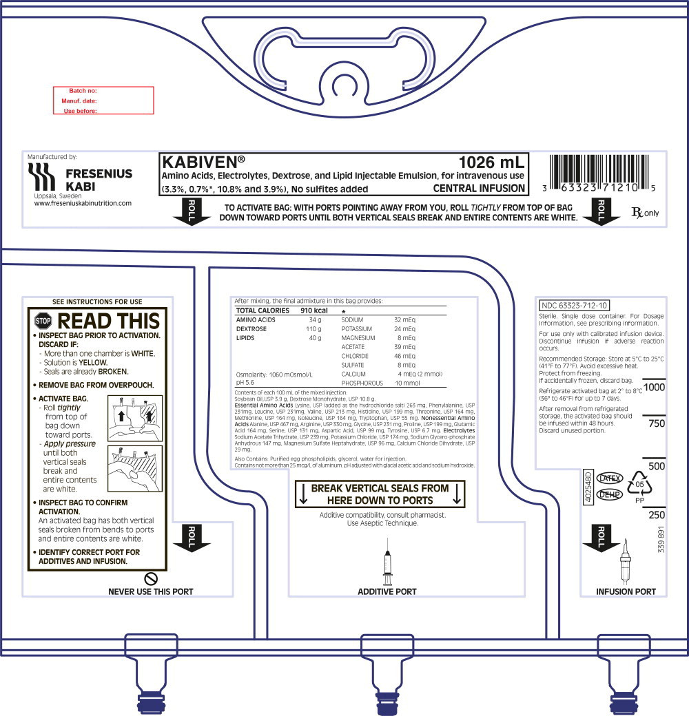 Kabiven Central 1026 ml/bag Emulsion for infusion