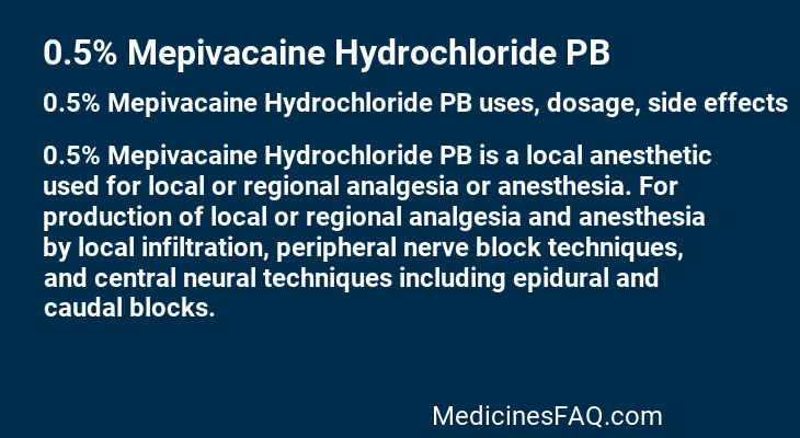 0.5% Mepivacaine Hydrochloride PB