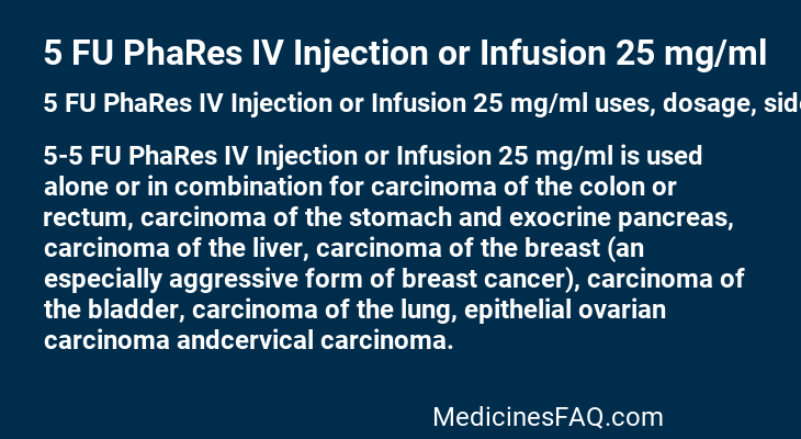 5 FU PhaRes IV Injection or Infusion 25 mg/ml