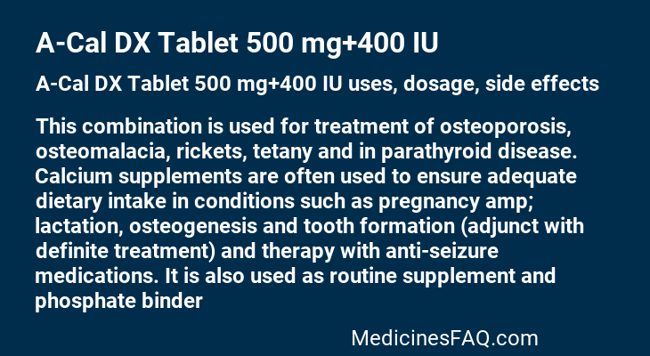 A-Cal DX Tablet 500 mg+400 IU