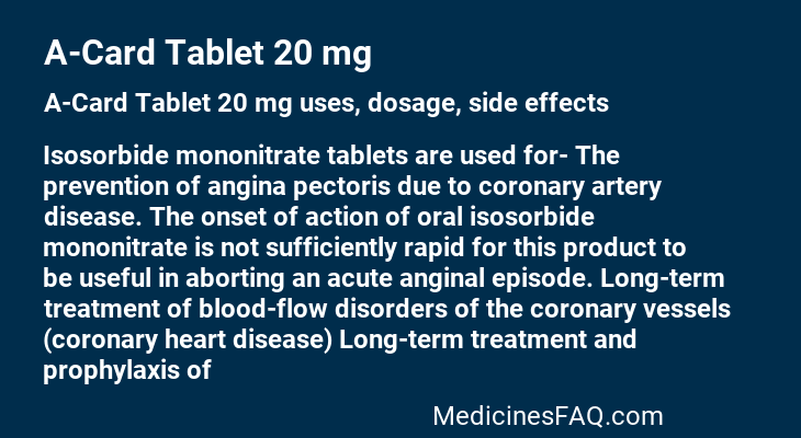 A-Card Tablet 20 mg