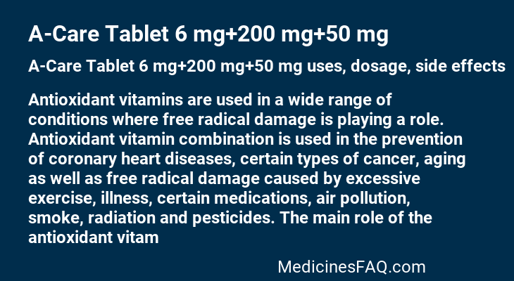 A-Care Tablet 6 mg+200 mg+50 mg