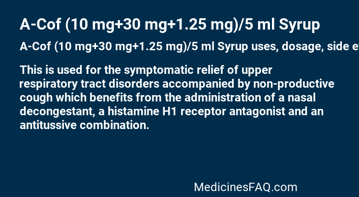 A-Cof (10 mg+30 mg+1.25 mg)/5 ml Syrup