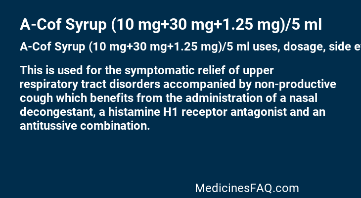 A-Cof Syrup (10 mg+30 mg+1.25 mg)/5 ml