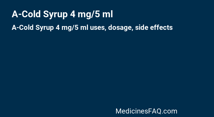 A-Cold Syrup 4 mg/5 ml