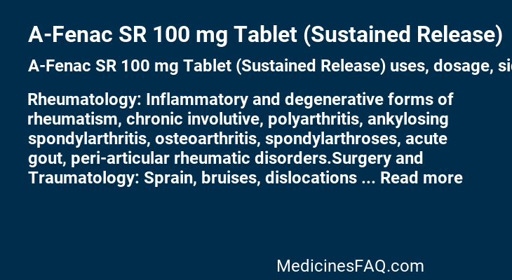 A-Fenac SR 100 mg Tablet (Sustained Release)