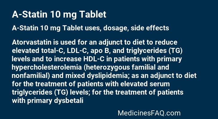 A-Statin 10 mg Tablet