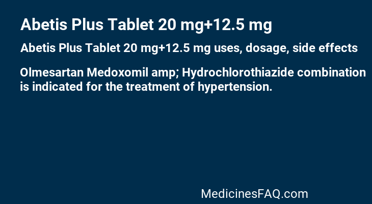 Abetis Plus Tablet 20 mg+12.5 mg