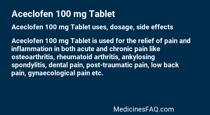 Aceclofen 100 mg Tablet