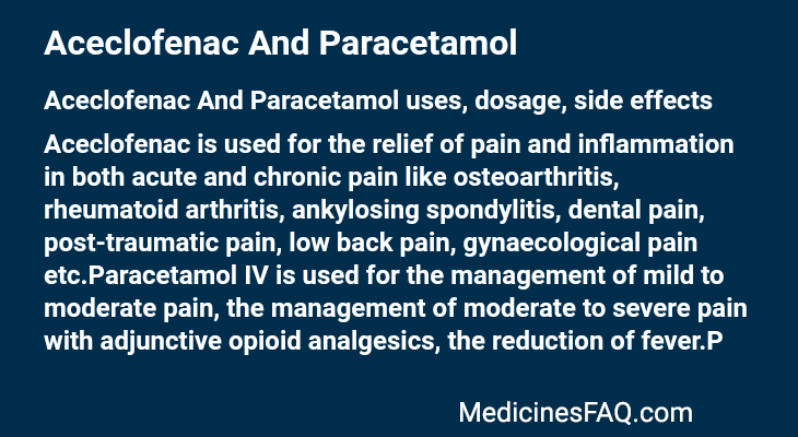 Aceclofenac And Paracetamol