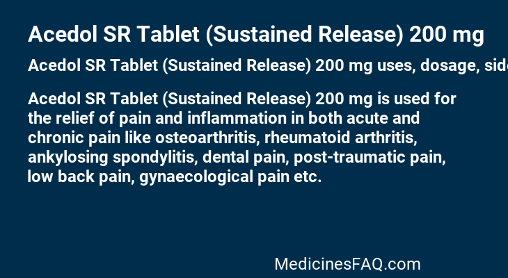 Acedol SR Tablet (Sustained Release) 200 mg