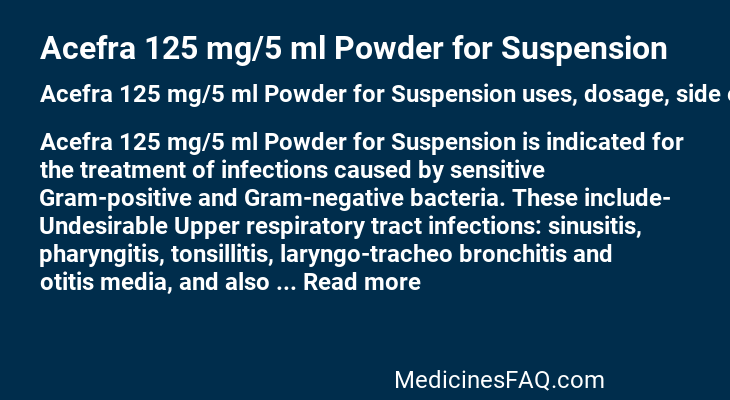 Acefra 125 mg/5 ml Powder for Suspension