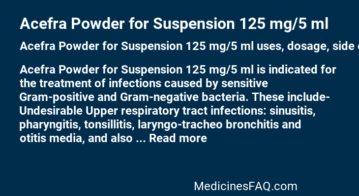 Acefra Powder for Suspension 125 mg/5 ml