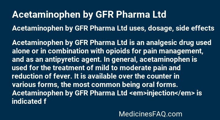 Acetaminophen by GFR Pharma Ltd