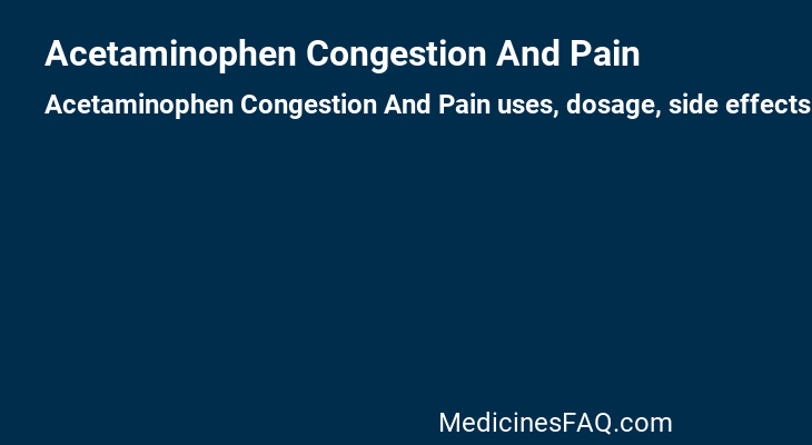 Acetaminophen Congestion And Pain
