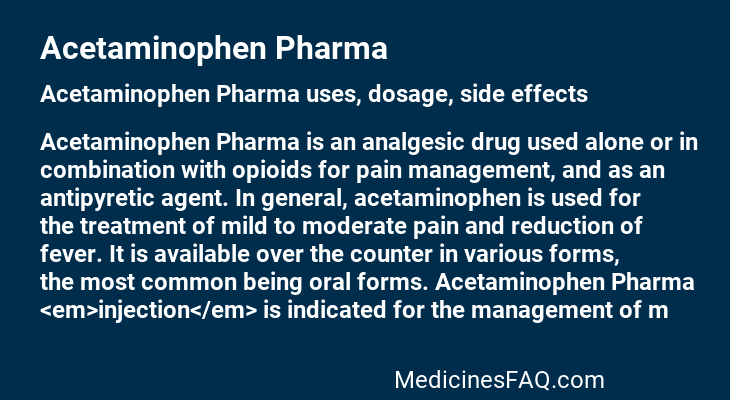 Acetaminophen Pharma