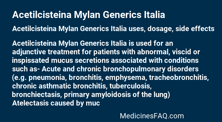 Acetilcisteina Mylan Generics Italia