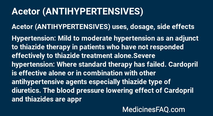 Acetor (ANTIHYPERTENSIVES)