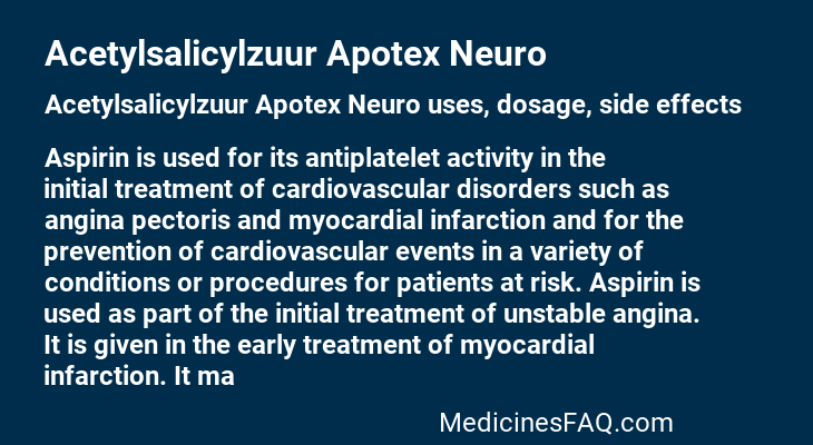 Acetylsalicylzuur Apotex Neuro
