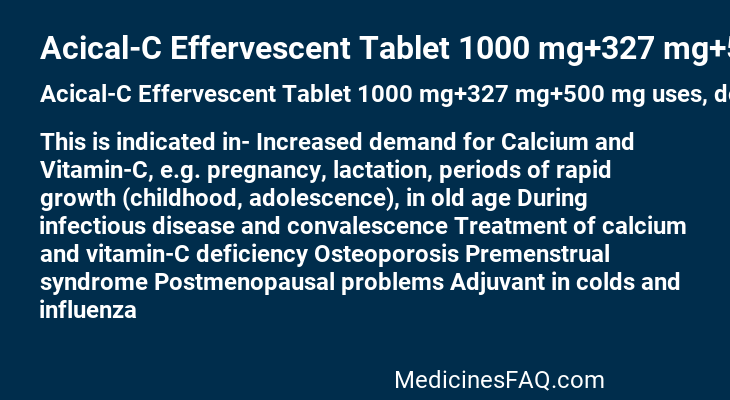 Acical-C Effervescent Tablet 1000 mg+327 mg+500 mg