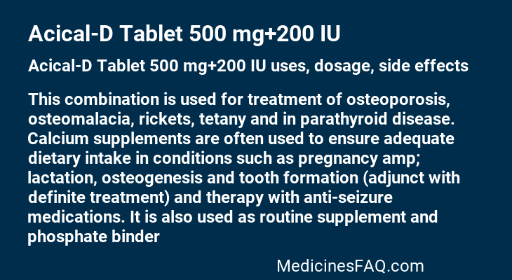 Acical-D Tablet 500 mg+200 IU