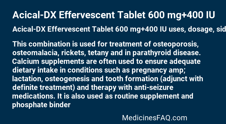 Acical-DX Effervescent Tablet 600 mg+400 IU
