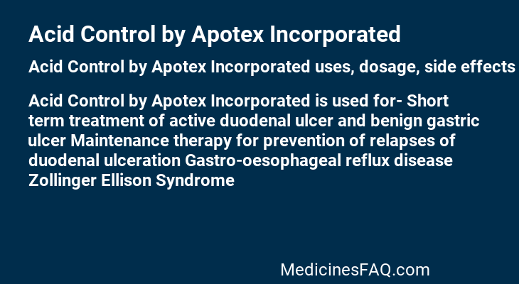 Acid Control by Apotex Incorporated