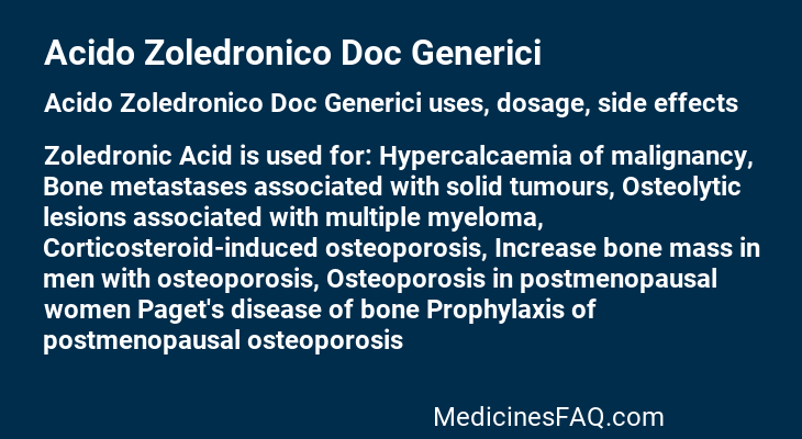 Acido Zoledronico Doc Generici