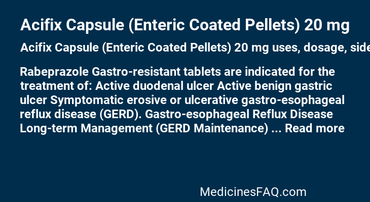 Acifix Capsule (Enteric Coated Pellets) 20 mg