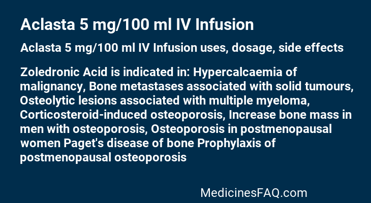 Aclasta 5 mg/100 ml IV Infusion