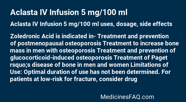 Aclasta IV Infusion 5 mg/100 ml