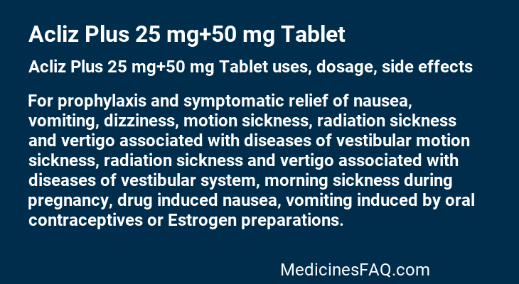 Acliz Plus 25 mg+50 mg Tablet