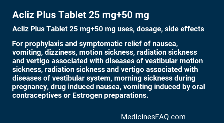 Acliz Plus Tablet 25 mg+50 mg