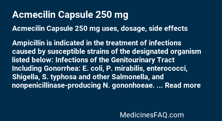 Acmecilin Capsule 250 mg