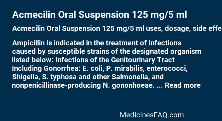 Acmecilin Oral Suspension 125 mg/5 ml