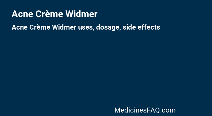 Acne Crème Widmer