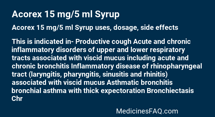 Acorex 15 mg/5 ml Syrup