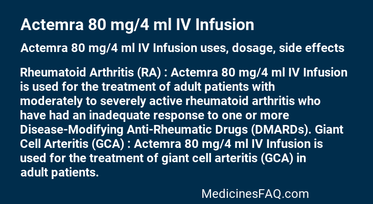 Actemra 80 mg/4 ml IV Infusion