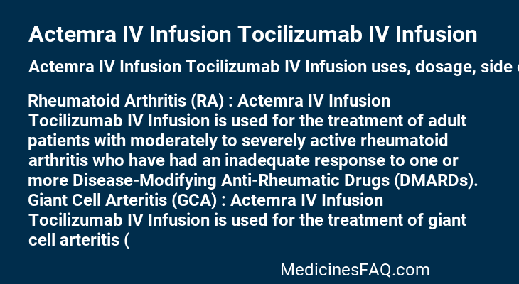 Actemra IV Infusion Tocilizumab IV Infusion