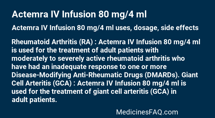 Actemra IV Infusion 80 mg/4 ml