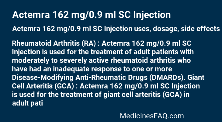 Actemra 162 mg/0.9 ml SC Injection