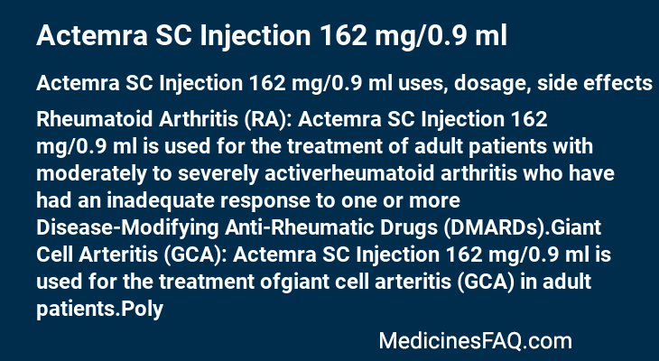 Actemra SC Injection 162 mg/0.9 ml