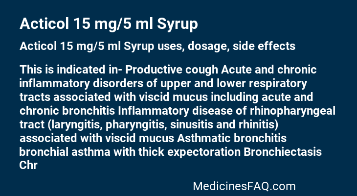 Acticol 15 mg/5 ml Syrup