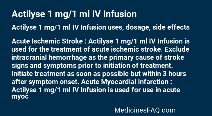 Actilyse 1 mg/1 ml IV Infusion