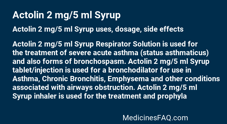 Actolin 2 mg/5 ml Syrup