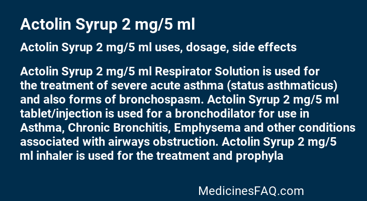 Actolin Syrup 2 mg/5 ml