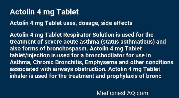 Actolin 4 mg Tablet