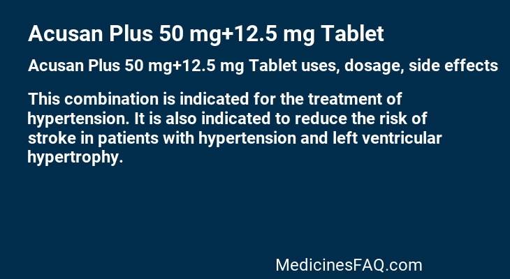 Acusan Plus 50 mg+12.5 mg Tablet