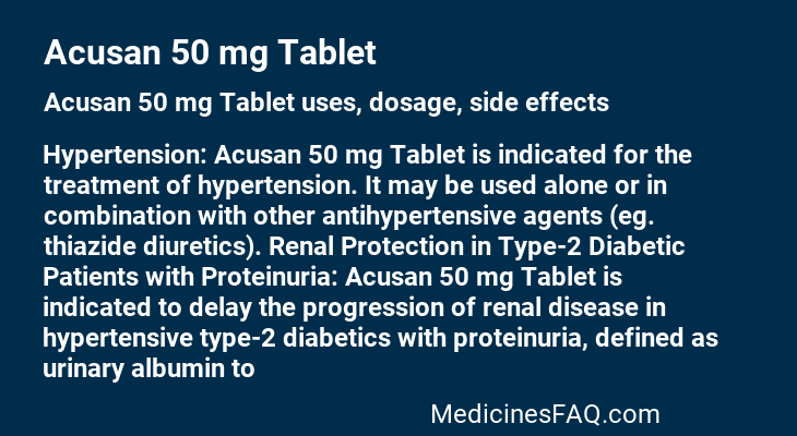 Acusan 50 mg Tablet